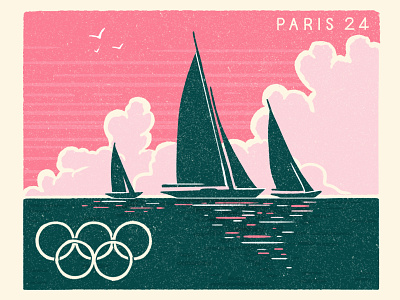 Sailing birds boat brush clouds digitalart grain green illustration muti olympics paris2024 pink racing sail sailing sport sportillustration texture wacomart water