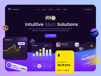 SAAS Website Design - SmartCloud landing page saas saas uiux saas website saas website design ui ui ux ux web design webdesign